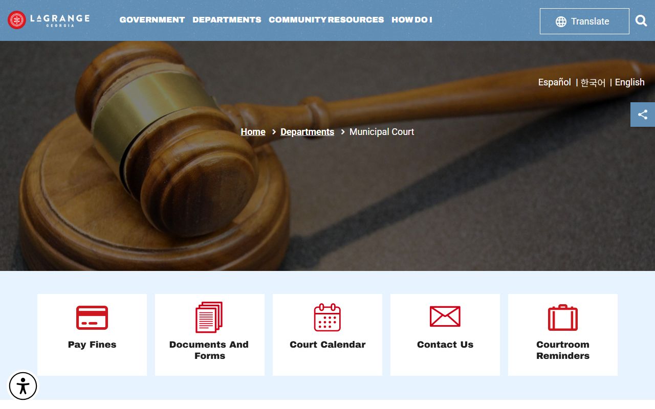 LaGrange Municipal Court department page