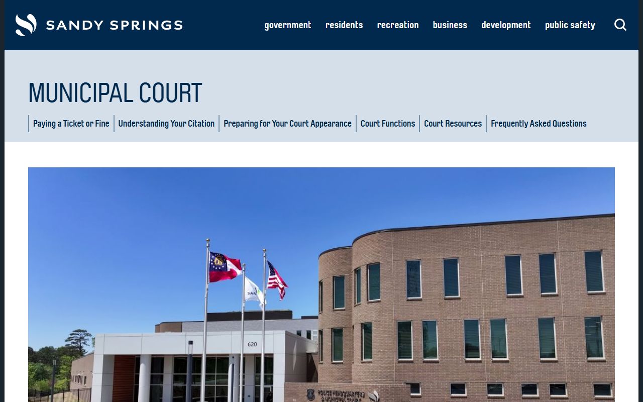 Sandy Springs Municipal Court website