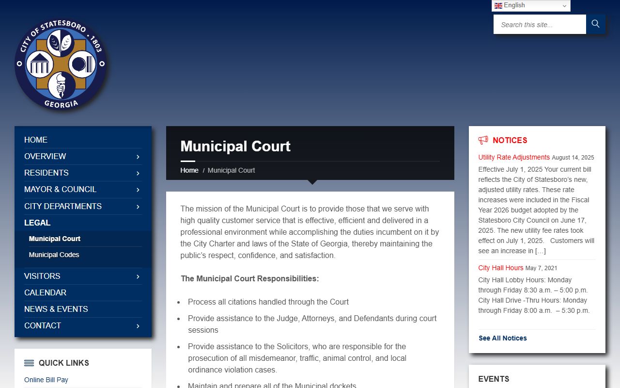 Statesboro Municipal Court website