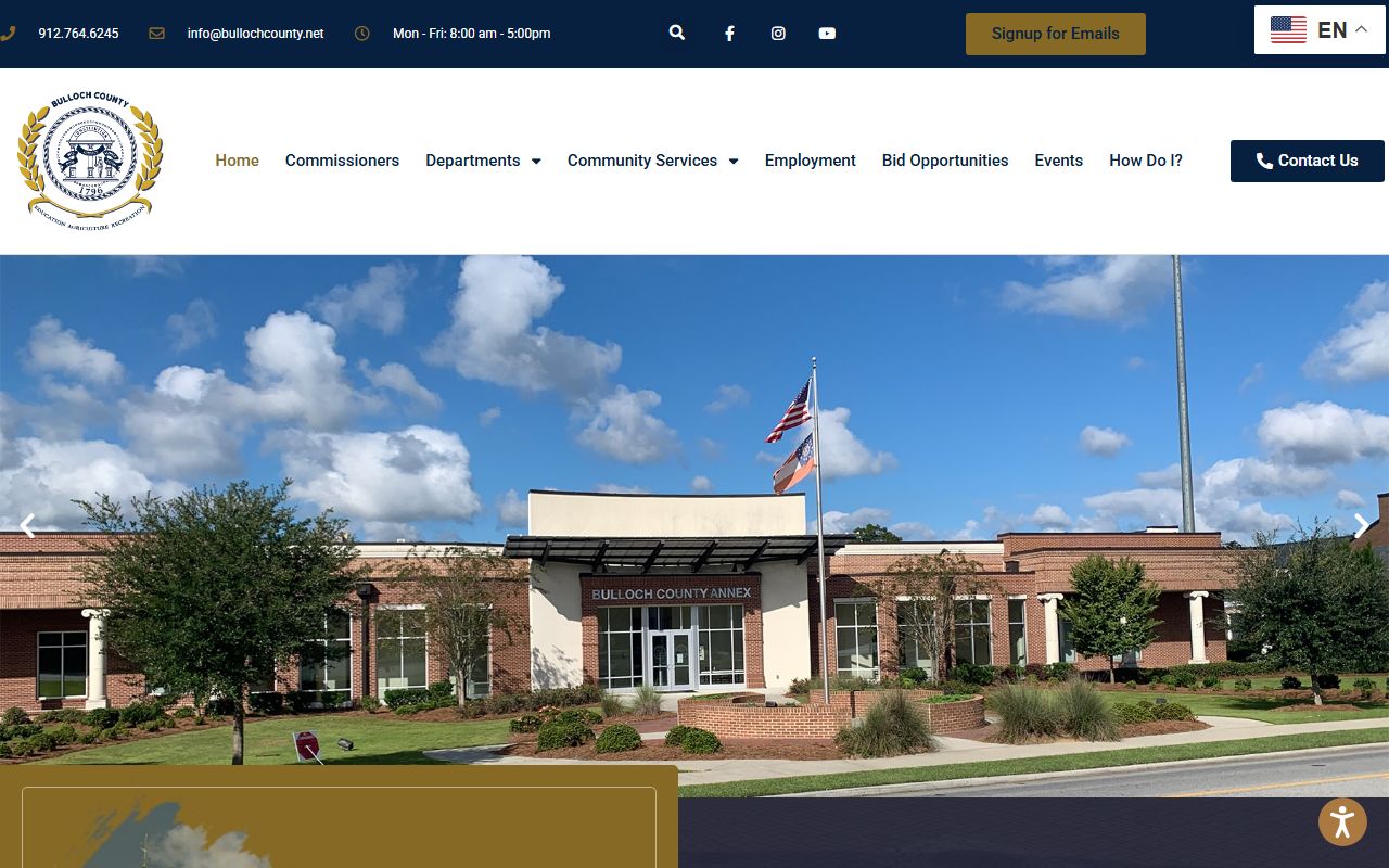 Bulloch County government website for accessing Bulloch County court records and public information