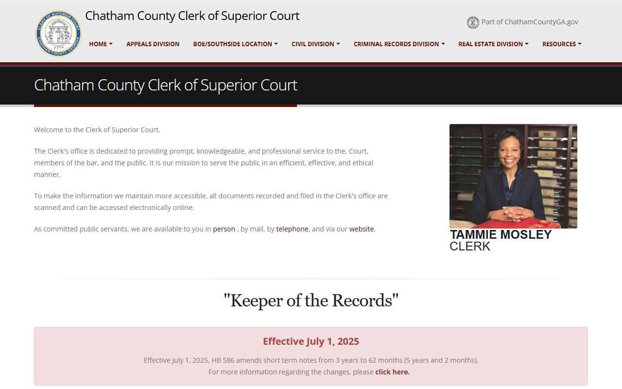 Chatham County Superior Court Clerk website for court records access in Savannah Georgia