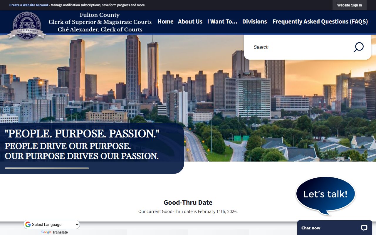 Fulton County Clerk homepage at fultonclerk.org showing Fulton County court records resources
