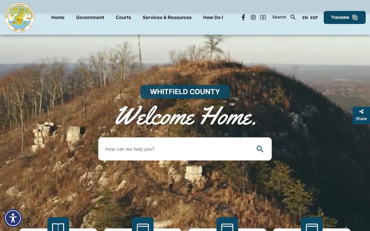 Whitfield County Georgia government website showing court and county information