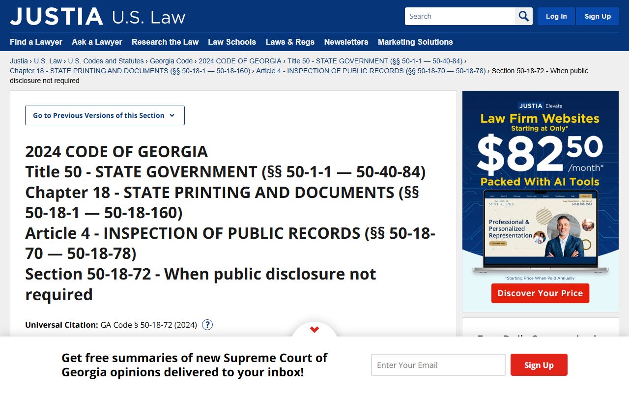 O.C.G.A. 50-18-72 Georgia Open Records exemptions for court records