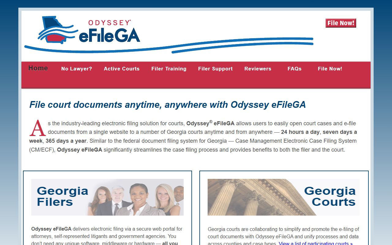 Odyssey eFileGA electronic filing Georgia court records