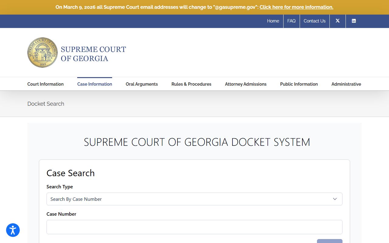 Georgia Supreme Court docket search court records